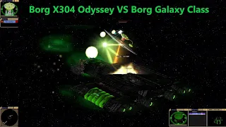 Stargate X304 Borg Odyssey VS Borg Galaxy Class | Star Trek Bridge Commander Battle |