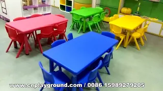 kids plastic table and chair sets from China factory Happy Island