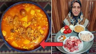 Cooking Abgoosht (Broth) the famous food in Iran - persian village life - آبگوشت ایرانی