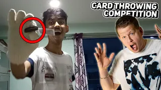 Card Throwing Trick Shot Competition #8 | Rick Smith Jr.