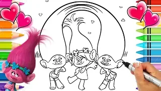 Princess Poppy and Friends Satin and Chenille Trolls Coloring Page | Dreamworks Trolls Coloring Book