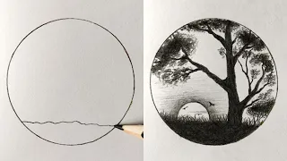 ПЕЙЗАЖ #3: Как нарисовать красивый ЗАКАТ/РАССВЕТ карандашом