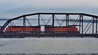 BNSF Freight Train Crossing The Columbia River