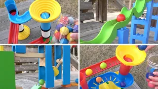 Marble run race ASMR ☆ 6 colorful marble courses TrixTrac & big rolling ball