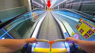 WORLD'S LONGEST ESCALATOR HILL BOMB ON SCOOTER!!