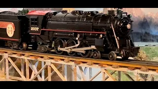 Steam Locomotives K-line 2037, Marx 333, K-line 3003 Train Run