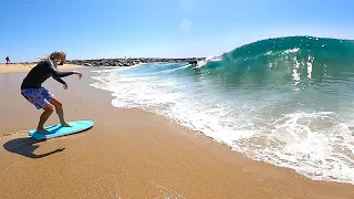 Surfing and Skimboarding WEDGE on massive HIGH TIDE !!!  - Spring 2021