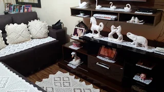 Tour pela minha casa com jogos de crochê branco na casa toda fico muito linda