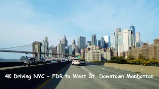 4K Driving NYC - FDR Dr. to World Trade Center | Downtown Manhattan Skyline View | Oct 2020