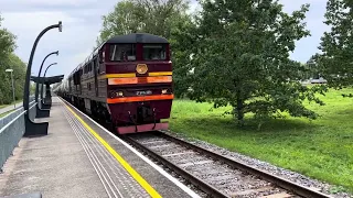 Latvian 2TE116-559 arriving to Tartu/ Латвийский 2ТЭ116-559 прибывает в Тарту