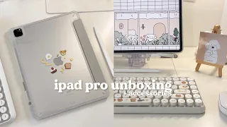 ipad pro 12.9” + apple pencil unboxing ♡𓈒 * aesthetic ipad accessories and decor 📦