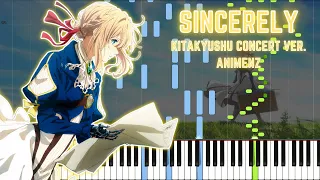 [Animenz] Sincerely - Violet Evergarden OP - Kitakyushu Anime Piano Concert Ver. Piano Tutorial