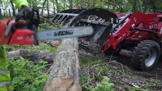 Processing firewood and cleaning up the land with the RK 37 tractor