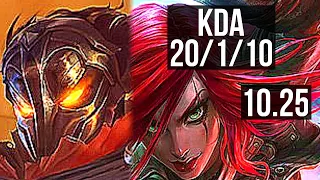 VIKTOR vs KATARINA (MID) | 20/1/10, Legendary, 69% winrate, 7 solo kills | EUW Master | v10.25