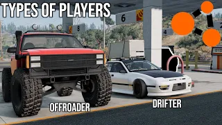 Types of players in BeamNG