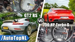 Porsche 911 GT2 RS 700HP vs 750HP Porsche 911 Turbo S 0-250km/h SOUND & AUTOBAHN POV by AutoTopNL