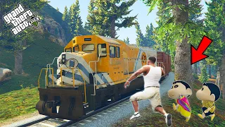 GTA 5 : Franklin First Train Experience With Shinchan & Pinchan in GTA 5 ! (GTA 5 mods)