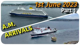 1 June 2023 Part 1 Morning Arrivals Douglas 4K Featuring Ben-My-Chree and Spirit of Discovery (SAGA)