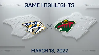 NHL Highlights | Predators vs. Wild - Mar 13, 2022