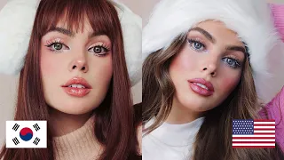 Korean vs American COLD GIRL MAKEUP❄️ Which is better?