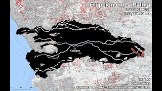 Crecimiento de la colada de lava del volcán de La Palma, día 77.