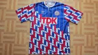 AJAX 1989 1990 AWAY FOOTBALL SHIRT TDK UMBRO