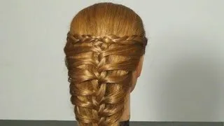 Прическа с плетением на средние волосы. Braided hairstyles tutorial