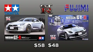 Nissan GT-R Model Kits. Tamiya #24300 vs. Fujimi #03794