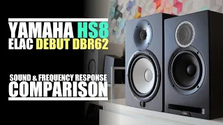 Elac Debut Reference DBR62 + Denon PMA-600NE  vs  Yamaha HS8  ||  Sound & Frequency Resp Comparison