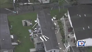 Mobile homes damaged in Davie in aftermath from Hurricane Ian