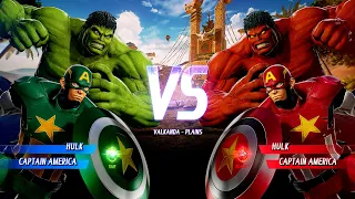 Hulk & Captain America (Green) Vs Hulk & Captain America (Red)[Hard AI] | Marvel vs Capcom: Infinite