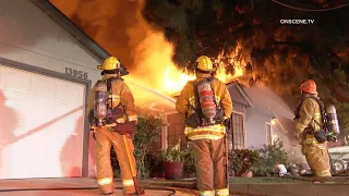 LAFD Firefighters Battle Early Morning House Fire | Los Angeles