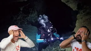 Divers React to single-tank divers struggling to find the exit inside a cave