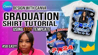 EASY CANVA GRADUATION SHIRT DESIGN  | PINK PALACE DESIGN TEMPLATE FROM ETSY