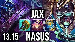 JAX vs NASUS (TOP) | 8/0/7, 3.4M mastery, 1000+ games, Legendary | KR Grandmaster | 13.15