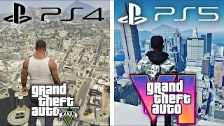 GTA 6 VS GTA 5 | PS5 VS PS4 Graphics Comparison | GTA VI VS GTA V (4K 120FPS)