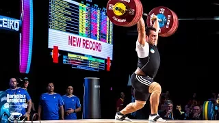 Sohrab Moradi (94kg Iran) 184kg Snatch 233kg Clean and Jerk World Record - all lifts - 2017 worlds