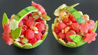 Watermelon Basket / How To make a Watermelon Fruit Basket / Fruit Cutting and carving tricks