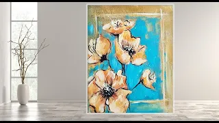Easy FLOWERS for Beginners Abstract /Acrylic painting/Step by Step /MariArtHome