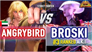 SF6 🔥 Angrybird (Ken) vs Broski (#3 Ranked A.K.I) 🔥 SF6 High Level Gameplay