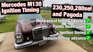 Mercedes M130 ignition timing, timing advance, points, dwell angle, tuneup.