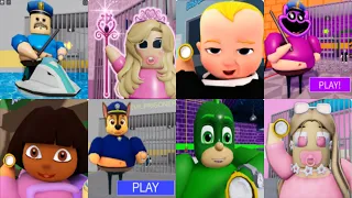 All Games WATER BARRY PRISON RUN Roblox Barbie Boss Baby Catnap Poppy Dora Paw Patrol Pj Masks