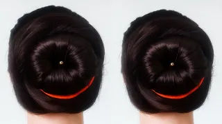 Easy Bun Hairstyle With Scmun  Chinese Hair||Donut Self Made Bun Hairstyle For Party For Long Hair