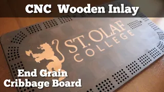 CNC Wooden Inlay - Walnut Endgrain Cribbage Board with Maple Inlay