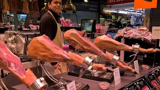 🇪🇸 SPANISH STREET FOOD, AMAZING STREET FOOD MARKET IN BARCELONA NEAR LA RAMBLA, VIRTUAL WALKING TOUR