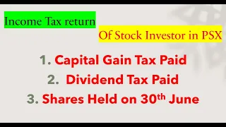 FBR Income Tax Return Entries for PSX Investors | PSX Help and Guide