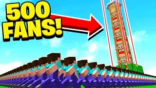 500 FANS vs WORLD'S TALLEST & SAFEST MINECRAFT HOUSE!