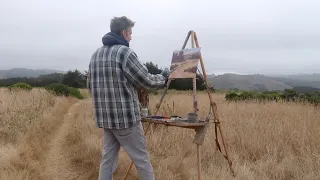 ATMOSPHERIC PERSPECTIVE plein air OIL PAINTING half moon bay CALIFORNIA