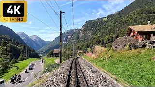 Cab Ride - Grindelwald to Interlaken Switzerland | Train Driver view | 4k 60p uhd video