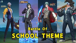 SCHOOL THEME MOBA BATTLE - SKIN COMPARISON - MLBB VS OA VS AOV VS LOL WR